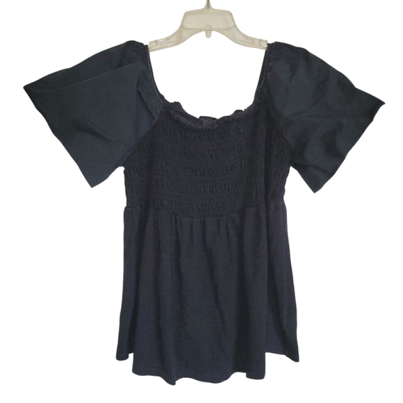 1X TORRID Babydoll Mixed Cotton Modal Slub & Poplin Smocked Bodice Puff Sleeve - Picture 3 of 5